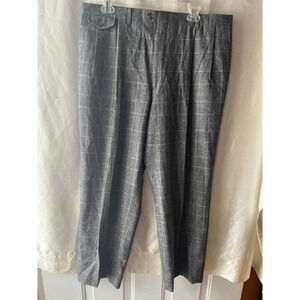 Racquet Club Grey Glen Plaid 100% Pure Wool Pleated Trousers High Rise Pants